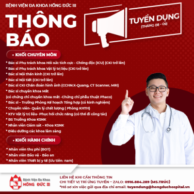 THÔNG BÁO TUYỂN DỤNG (Tháng 8, 9) 