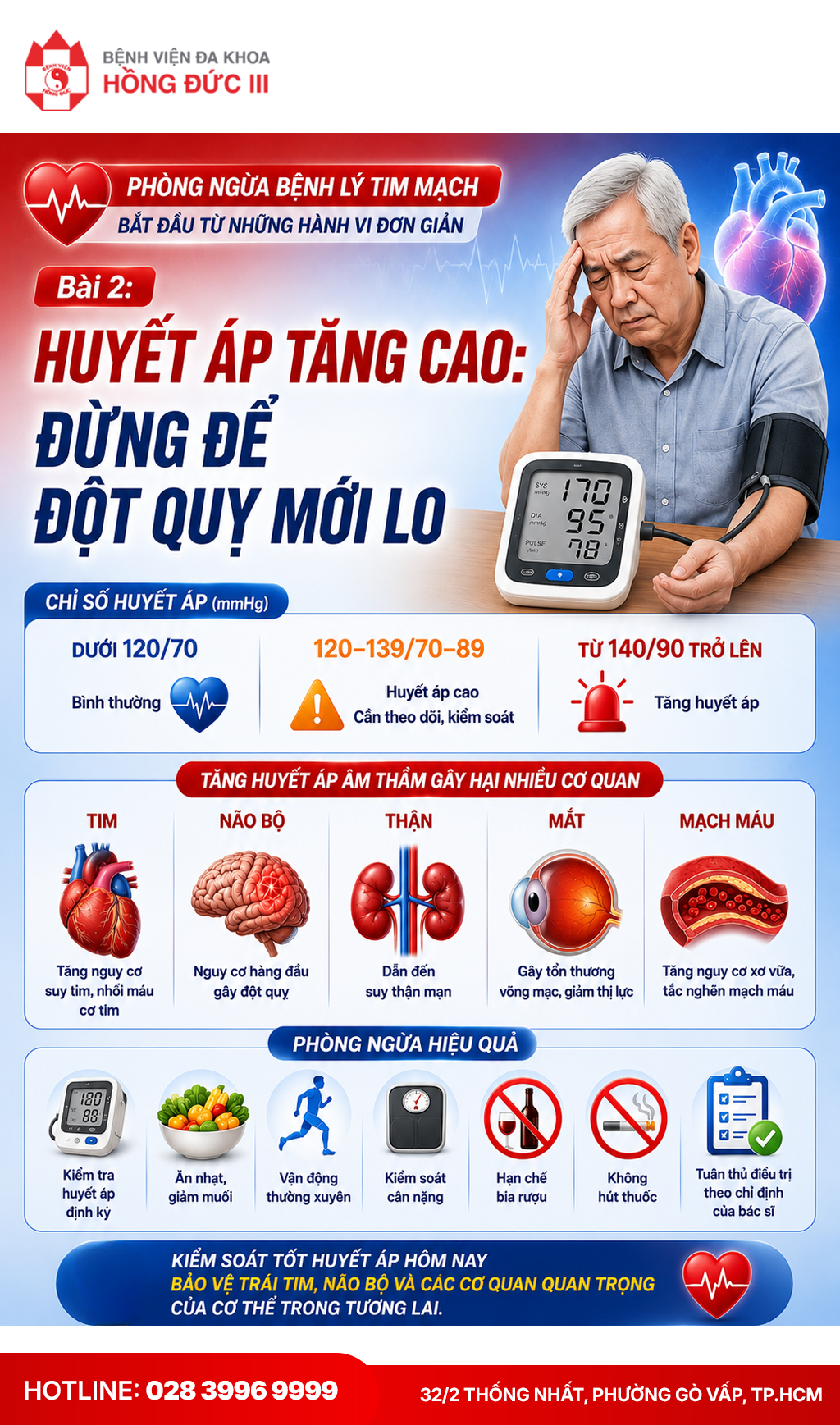 Phòng ngừa bệnh lý tim mạch, bắt đầu từ những hành vi đơn giản
Bài 2: HUYẾT ÁP TĂNG CAO: ĐỪNG ĐỂ ĐỘT QUỴ MỚI LO