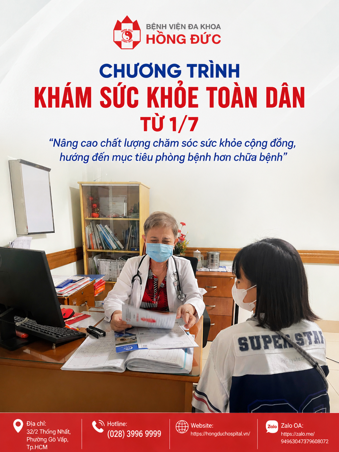 Bệnh viện  Đa khoa Hồng Đức III:
TÍCH CỰC ĐỒNG HÀNH VỚI CHƯƠNG TRÌNH KHÁM SỨC KHỎE TOÀN DÂN