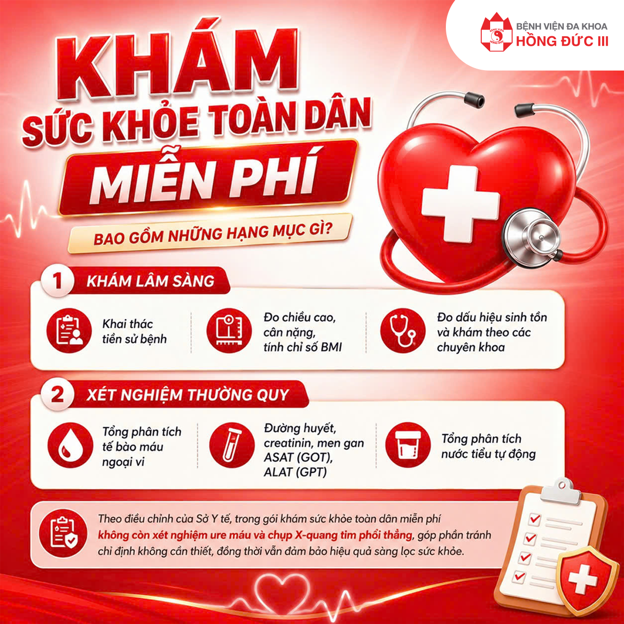 KHÁM SỨC KHOẺ TOÀN DÂN MIỄN PHÍ GỒM NHỮNG GÌ?