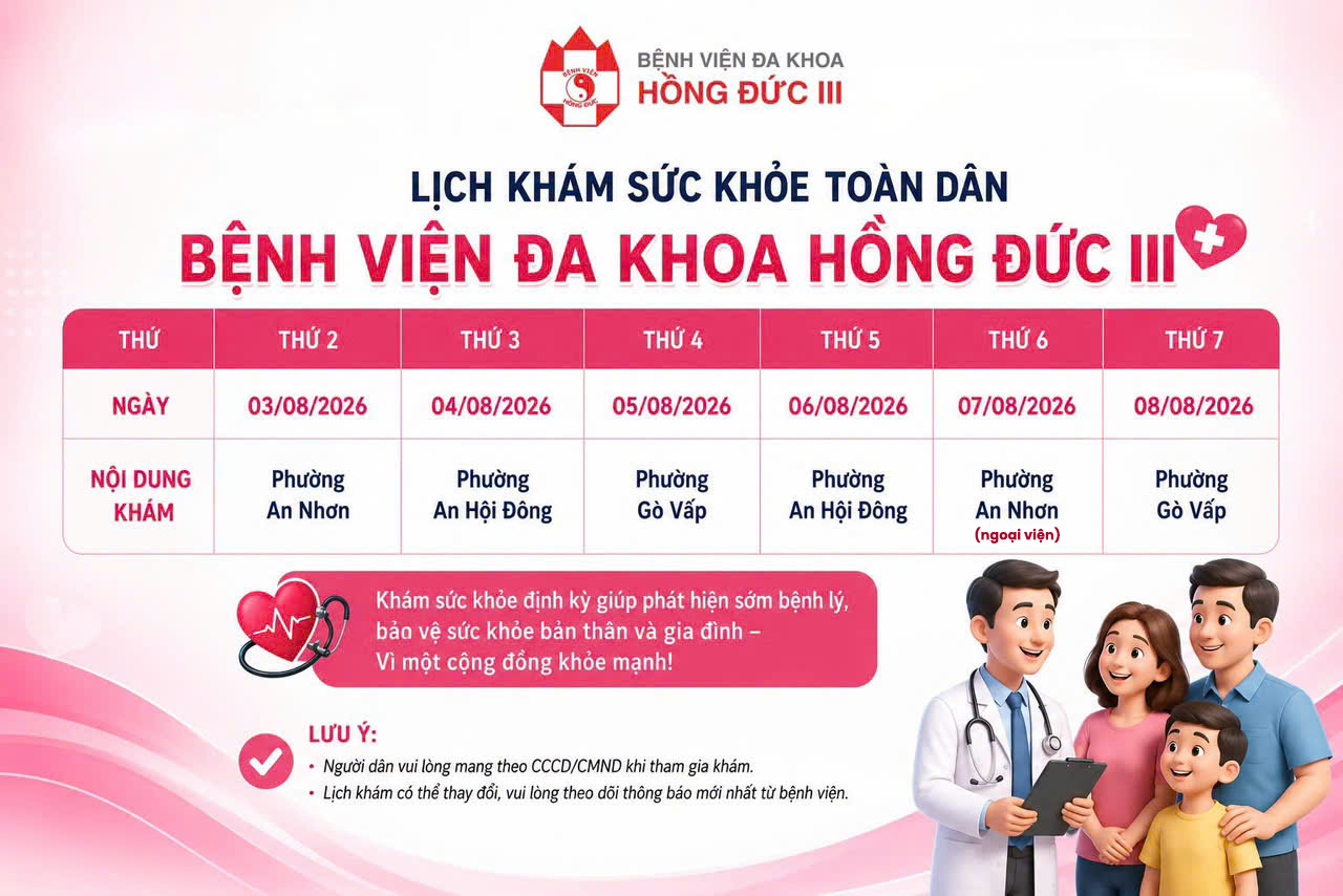 Lịch khám sức khoẻ toàn dân