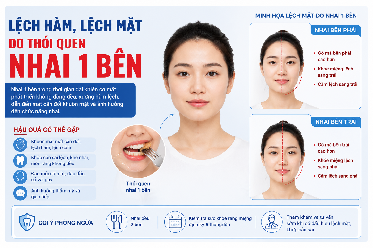Thói quen nhai một bên có làm lệch mặt?