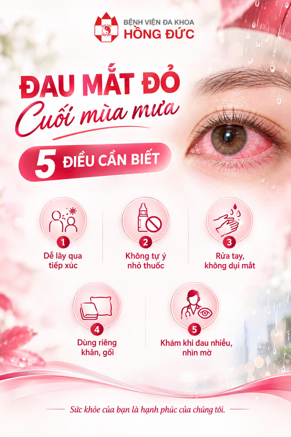 ĐAU MẮT ĐỎ CUỐI MÙA MƯA: 5  ĐIỀU CẦN BIẾT